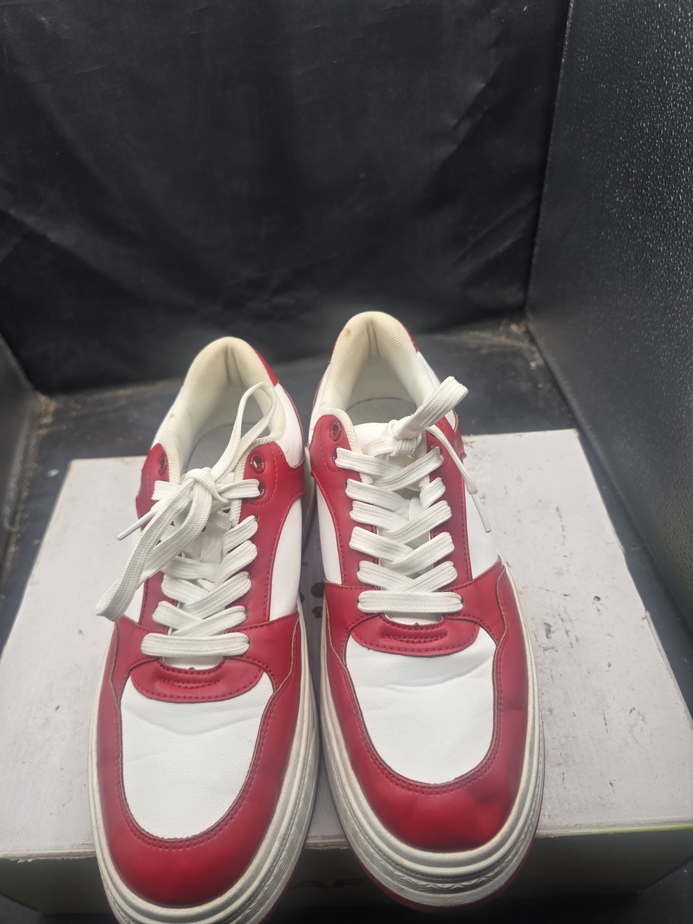 Fabletics Women's White & Red Lace-Up Sneakers